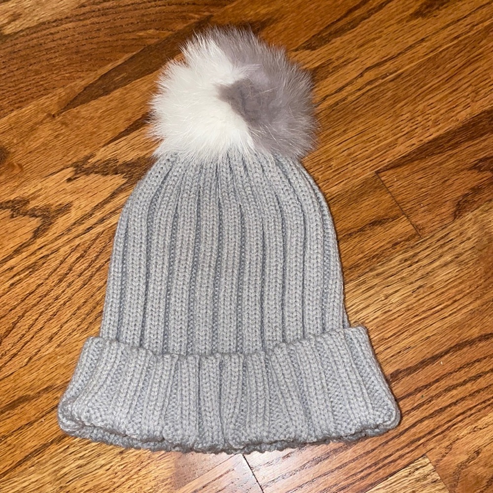 Adrienne Landau fox fur pompom hat